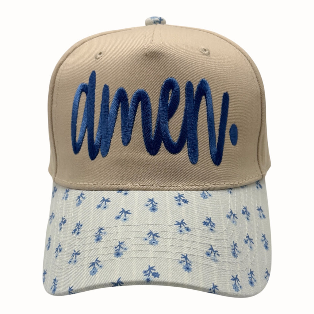 Amen Embroidered Floral Hat