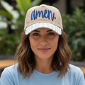 Amen Embroidered Floral Hat